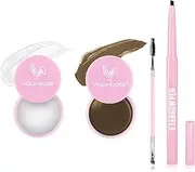 VIOLA HOUSE Eyebrow Gel Taming & Defining Kit - Pomade, Pencil, Brush - 4pcs Long Lasting for Natural-Looking Brows (Light Brown)