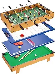 TALLO 4-in-1 32" Combination Game Table for Foosball, Air Hockey, Billiards and Table Tennis, Multi Games Set for Home Play Room