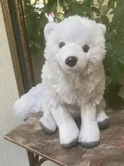 Wild Republic White Arctic Wolf Fox Plush Fluffy Tail Stuffed Animal Toy 12"