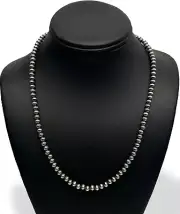 Native American 7mm Sterling Silver Navajo Pearls 19" Hook & Eye Cone Necklace