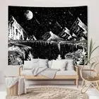 Black Mandala Tapestry Sun Wall Decoration Dorm Decor Blanket Wall Rugs Home