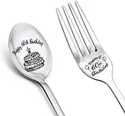 Happy 60th Birthday Spoon Fork Set for Grandpa Grandma Birthday Cake Spoons Forks 60 Year Old Bday Birthday Gifts for Mom Dad Coffee Tea Spoons for BFF Happy Birthday Present for Women Men