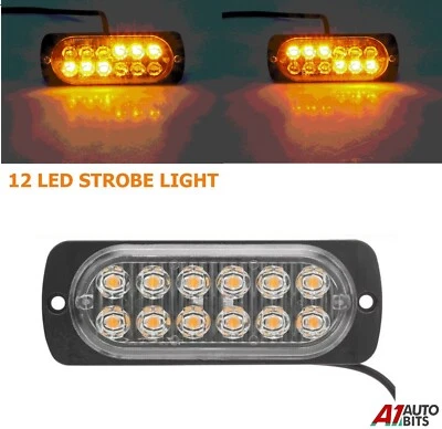 1X Flashing Amber Recovery Strobe 12 LED Light Lamp Bar Grill Breakdown 12v 24v