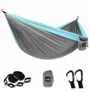 NWT AnorTrek blue Camping Hammock lightweight portable w/ Straps & Stuff Sack