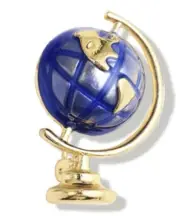 WORLD GLOBE ENAMEL GEOGRAPHY GOLD TONE BROOCH