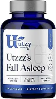 Utzy Naturals Fall Asleep | Natural Herbal Sleep Aid with Valerian, Passionflower, Skullcap, & Lemonbalm | 30 Capsules