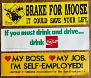 Set of 3 assorted stickers, Moose, Coca Cola, Self-employed