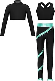 [iiniim] Girls' Athletic Leggings with Tank Tops Dancing Tracksuit Gymnastics Sports Workout Activewear Dance Outfits Sets