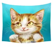 Adorable Smiling Tiger Tabby Kitty Cat Tapestry