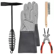4Pcs Welding Slag Removal Tool Set, 10 Inch Chipping Hamme with Coil Spring H...