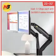 NB F195A Full Motion Dual LCD LED Monitor Mount Gas Spring Arm Monitor Holder