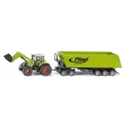 Siku 1:50 Scale Claas Axion 850 Tractor Frontloader Dolly Tipping Trailer Model