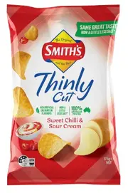 2 x Smith's Thinly Cut Sweet Chilli & Sour Cream Potato Chips Pack 175g