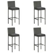 Garden Bar Stools with Cushions 4 pcs Grey Poly Rattan