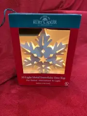 Kurt Adler Santa's World 10 Light White Metal Snowflake Christmas Tree Topper