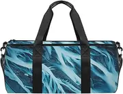 EGGDIOQ Blue Topographic Map Designed Travel Duffel Bag Luggage Tote Bag Gym Sports Bag for Man Women