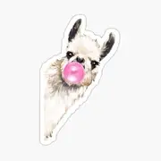 STICKY DUDE Bubble Gum Peeking Alpaca Llama Sticker, 5 inches - Yeti Cup Vinyl Waterproof Sticker Decal Car Laptop Wall Window Bumper Sticker