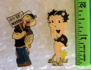 Set of 2 Cute Animation Lapel Pins Popeye Betty Boop Myron Waldman 1.75" H