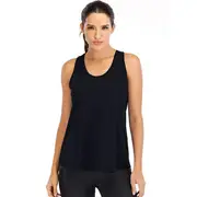 Nevenka Workout Tops For Women Loose Fit Mesh Backless Quick-drying Vest-Black-202088