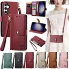 Leather Crossbody Wallet Phone Case For Samsung S24 S23 S22 S21 S20 Ultra S20 FE