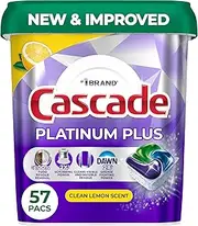 [Cascade] Platinum Plus Dishwasher Pods, Dishwasher Detergent, Dish Detergent Soap, Lemon, 57 Count