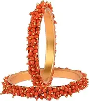 [Efulgenz] Fashion Jewelry Indian Bollywood Gold Tone Crystal Beaded Multicolor Bracelets Bangle Set (2 Pieces) For Women