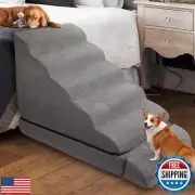 Dog Stairs/Steps for High Beds up to 30-36 inches, A.FATI 6 Step Foam Pet Ste