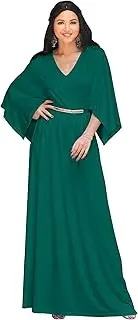 [koh koh] Womens Long Elegant V-Neck Batwing Sleeve Cocktail Kaftan Maxi Dress