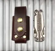 Brown leather sheath case pouch FOR leatherman CHARGE horizontal wear AU made