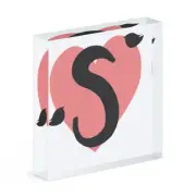 Letter S Heart Alphabet Acrylic Photo Block Frame Valentines Day Love