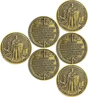 LZWIN Christian Armor of God Challenge Coin - Strength, Courage, Faith with Joshua 1:9 Inscription (Pack of 6)