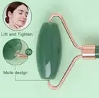 Double Head Faux Jade Roller Neck Facial Beauty Massage Slimming Tool Green