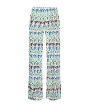 Pantaloni donna Geometric Mimosa in jersey celeste a fantasia 44,48,IT40,IT42,40,IT46 Multicolor
