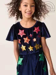 Little Bird by Jools Oliver Navy Velvet Sequin Party Star Jumpsuit (160373) | $39 - $46