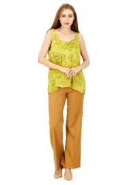 Vince Camuto Women's Bright Lemon Snakeskin Sleeveless Blouse Top Size Medium