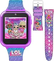 Accutime LOL Surprise! Kids Smart Watch - Interactive Touchscreen with Games, Selfie Camera, Step Tracker, Alarm, and Interchangeable Printed Silicone Straps - Fits Wrists 5.5" to 8.0", Purple, 40mm,
