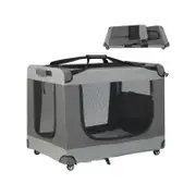 Costway Portable Pet Travel Carrier Large Soft Pet Crate 82.5x59x67cm Grey