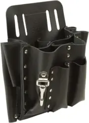 Klein Tools 5165 Pocket Tool Pouch with Knife Snap, 10 Pockets, Leather