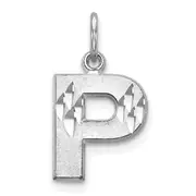 14K White Gold 14Kw Satin Diamond-Cut Letter P Initial Charm