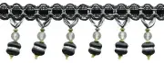 Beaded Tassel Fringe Trim, Color# SGB - Silver Grey Black [14 Yards]