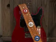 HANDMADE LEATHER GUITAR STRAP WITH CONCHOS