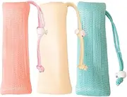 TOVINANNA 3pcs Mesh Soap Bags Bar Soap Pouches for Shower Portable Lightweight Exfoliating Massage Saver Bag Set