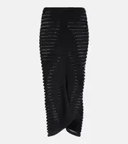 [Alaia] Alaïa Skeleton knitted midi skirt AU 14 black