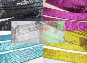5 yards Sequin 1.5" Sparkly Ribbon Craft/Trim/Lace/Sewing/Wide R113-Pick Colors