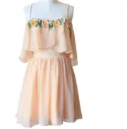 Asos Dress Women Pastel Peach Sequin Flowy Short Formal Ballet AU/UK8 US4 Petite