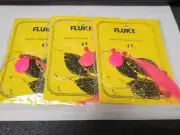 3 NJ Hand Tied Long Shank Hook w/PINK Spinner+HAIR Fluke/Summer Flounder Rigs