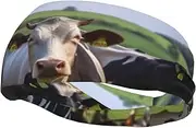 [FHEDVBN] Cow Grassland Sweatbands for Men Women Sport Headbands Moisture Wicking Athletic Sweat Band Fashion Non Slip Hairband for Tennis, Basketball, Running, Gym