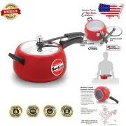 Ceramic Coated 5L Pressure Cooker in Stylish Tomato Red - Quick & Safe Cooking