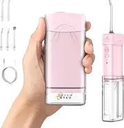 Rechargeable Water Dental Flosser, 200ml, Portable Teeth Oral Irrigator, 5 Jet Tips, IPX7 Waterproof, Telescopic Water Tank