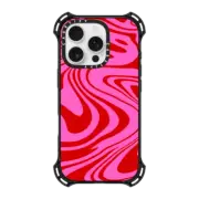 iPhone 16 Pro Bounce Case MagSafe Compatible Marble Trippy Wavy Swirl Pink Red Spiral Warp Twirl 70s Psychedelic Acid Groovy Abstract Pattern